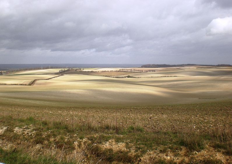Chalky soils in fields near Royston, Cambridgeshire