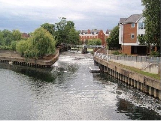 River Mole rejoining the Ember at Zenith Weir in Molesey