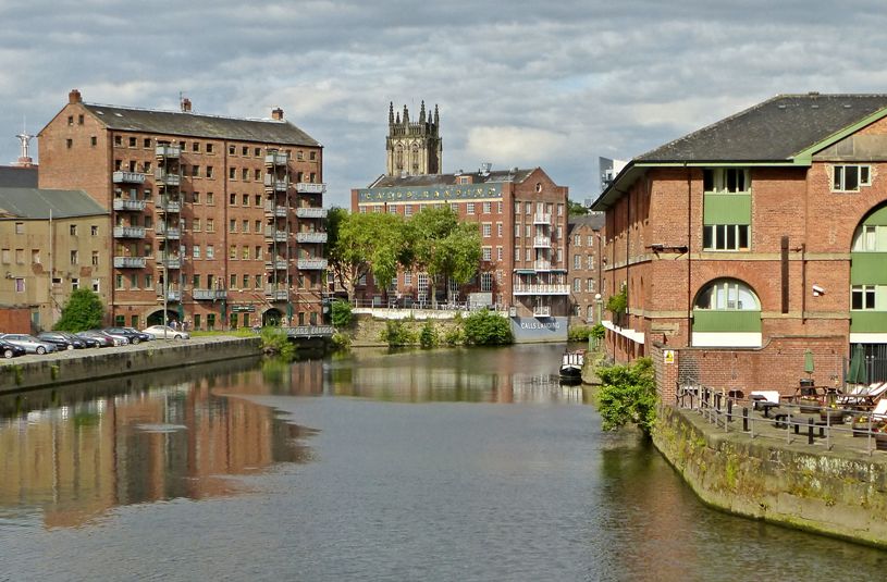 Photograph of the River Aire from Leeds Bridge in Leeds