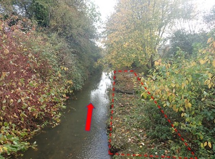 An example of a Right Berm (arrow shows direction of flow).