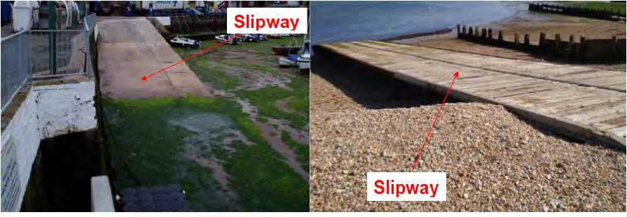 Slipways - quayside and beach examples.