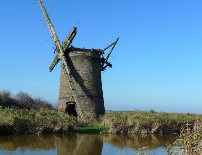 Remains of Brograve windmill on the River Thurne