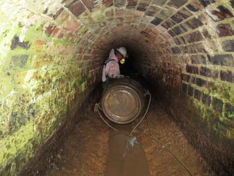 Culvert cleaning near the River Beane at Waterford Marsh, Hertfordshire