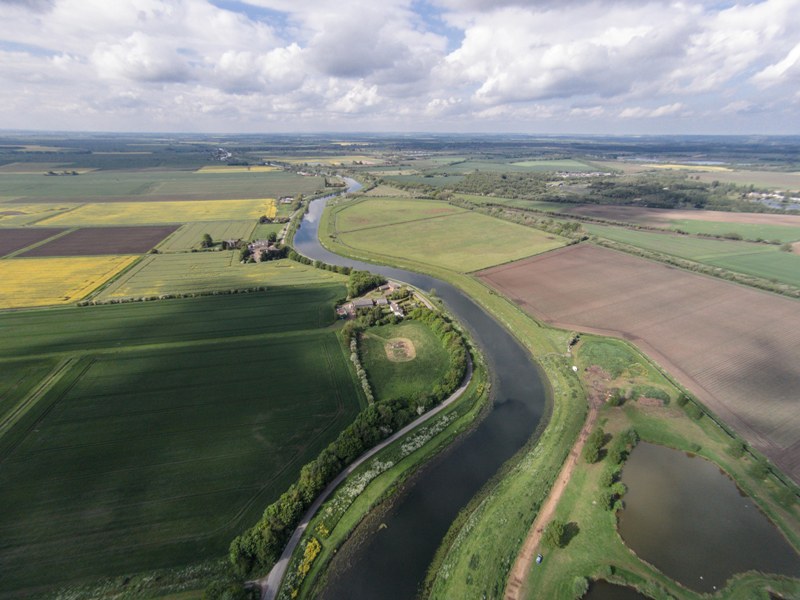 Aerial photograph of River Witham and surrounding landscape
