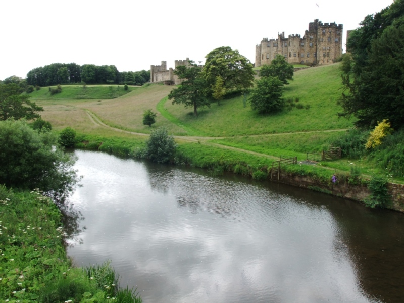 River Aln with Alnwick Castle in the back ground