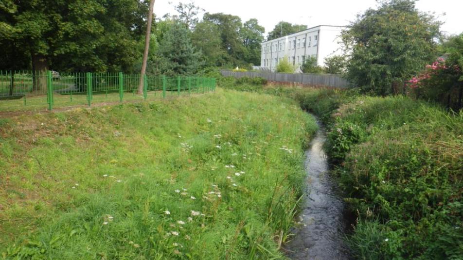 River Chelt - restored channel at Sandford Park, Cheltenham
