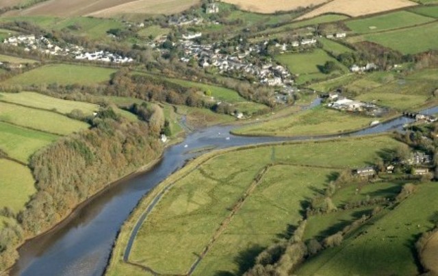 Aerial view of South Efford Marsh, Aveton Gifford